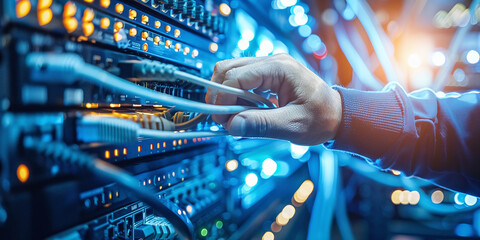 Connect the fiber optic cables to the network equipment or distribution points