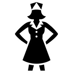 a female nurse vector silhouette black color illustration
