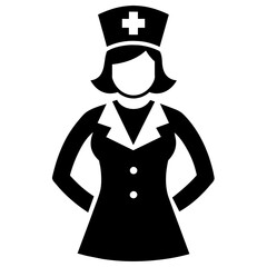 a female nurse vector silhouette black color illustration