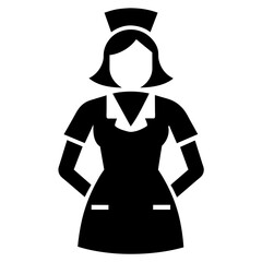 a female nurse vector silhouette black color illustration