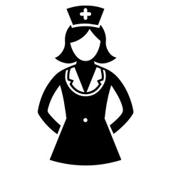 a female nurse vector silhouette black color illustration