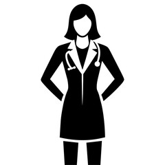 Fototapeta premium Female doctor vector art illustration silhouette black color (2)