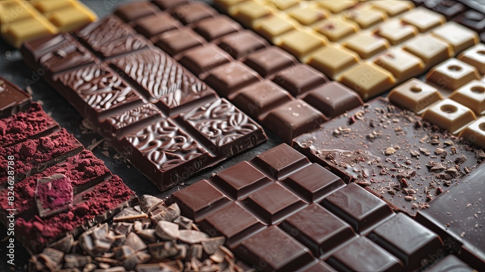 Aufkleber various chocolate bars stacked on top of each other showcasing different flavors and types. generati