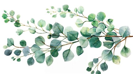 Beautiful Watercolour Eucalyptus Branch Delicate