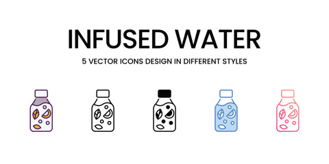 Infused Water Icons different style vector stock illustration