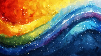 The vibrant and bold colors of the pride-themed design move dynamically, creating an energetic visual experience