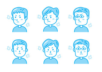 怒る男性のイラストセット