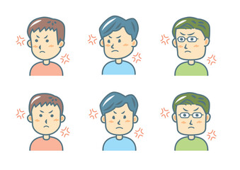 怒る男性のイラストセット
