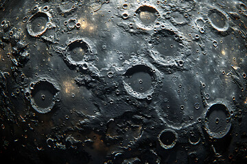 A close up of a moon with many craters