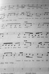 Closeup shot of old music notes