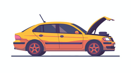 Car with open hood. Auto service color icon Cartoon Vector