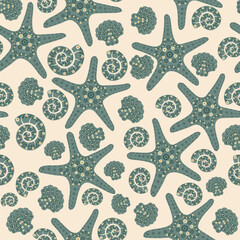 starfish seamless pattern in vector