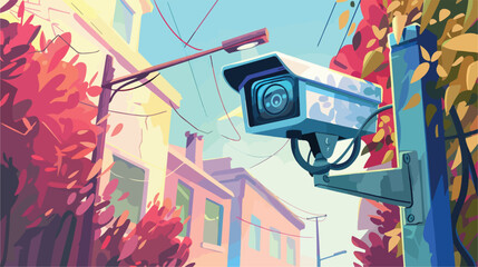 Cartoon cctv. Video camera for home or outdoor security