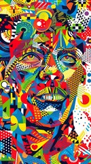 Fototapeta premium The vibrant pride illustration features geometric patterns and bright hues that captivate the eye