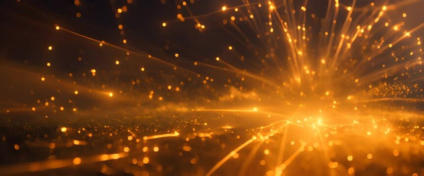 A dazzling gold explosion effect, with shimmering particles bursting outward like fireworks