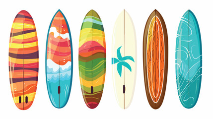 Cartoon colorful surfboards design wood surf boars 