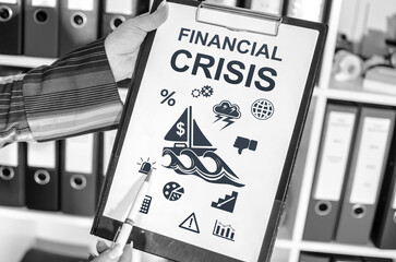 Financial crisis concept on a clipboard
