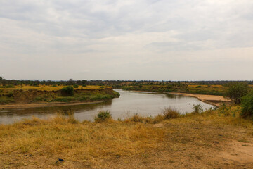 landscape with a river in Serengeti national park