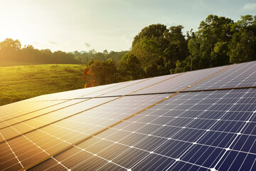 solar panels and green nature, renewable energy. sustainable energy to businesses, homes, and smart...