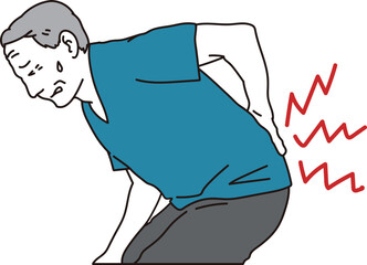 腰を痛めたシニア男性のイラスト