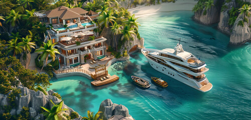 Exclusive travel agency with a concierge service destination display mockup, crafting tailored travel experiences.