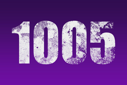 flat white grunge number of 1005 on purple background.	