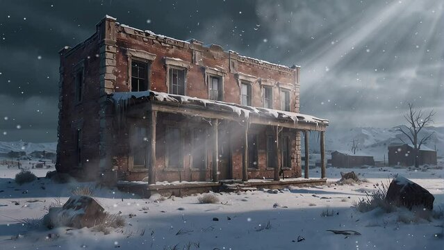 The weathered ruins of the forsaken red brick building bear witness to the passage of time.