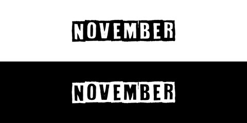 Eleventh month of year November Typography. Editable EPS file.