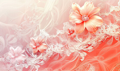 Elegant abstract with a delicate lace pattern overlay on a gradient pink background, Generate AI