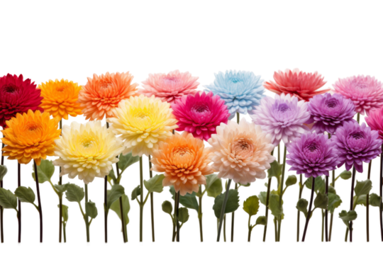 Symphony of Blooms in Perfect Alignment on a White or Clear Surface PNG Transparent Background.