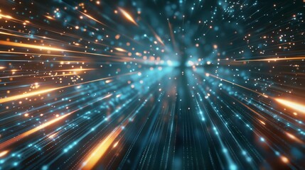 Abstract visualization of advanced digital connectivity and fast data streams in futuristic internet