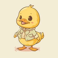 A cute cartoon duck wearing a suit.