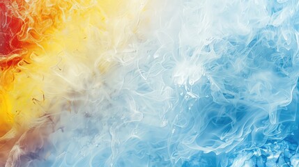 yellow red transition into blue white background simulating heat and cold, A stunning stock illustration of colorful flames in abstract form , Perfect for design projects