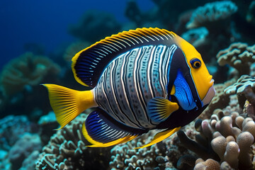 An angel fish swimming beautifully
