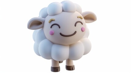 Cartoon sheep character in 3D style isolated on a white background