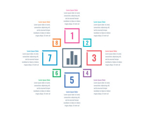 Infographic template for magazine, business, internet, annual report, education world. vector infographic template. eight steps briefing template
