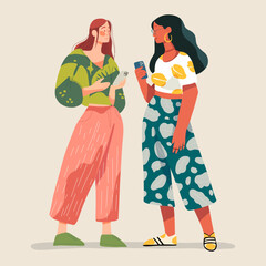 modern illustration vector, character image for social examples. beautiful woman in trendy clothes	