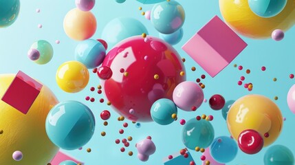 Shapes. Three-dimensional Abstract Art with Bright Candy Colors