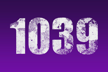 flat white grunge number of 1039 on purple background.	