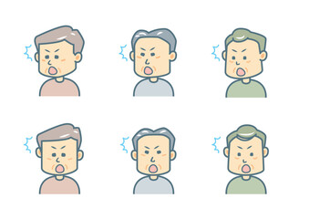 驚く男性のイラストセット
