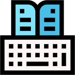 Obraz premium Vector Icon elearning, keyboard, online education, open book, knowledge