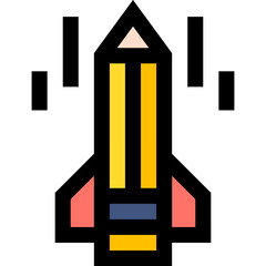 Vector Icon Online, learning, pencil, rocket, launch