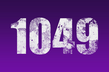 flat white grunge number of 1049 on purple background.	