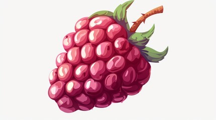 Simple cartoon illustration of a freshly picked raspberry on white. Modern flat icon.