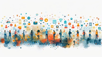 Social media concept illustrations. Set of people vector illustrations in various activities of social network, digital marketing, online communication, internet services