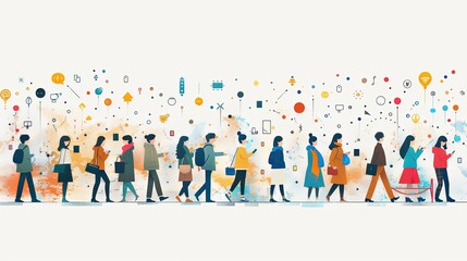 Social media concept illustrations. Set of people vector illustrations in various activities of social network, digital marketing, online communication, internet services