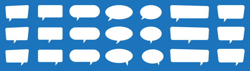 Set of speech bubbles. Speak bubble text, cartoon chatting box, message box. Blank empty white speech bubbles.