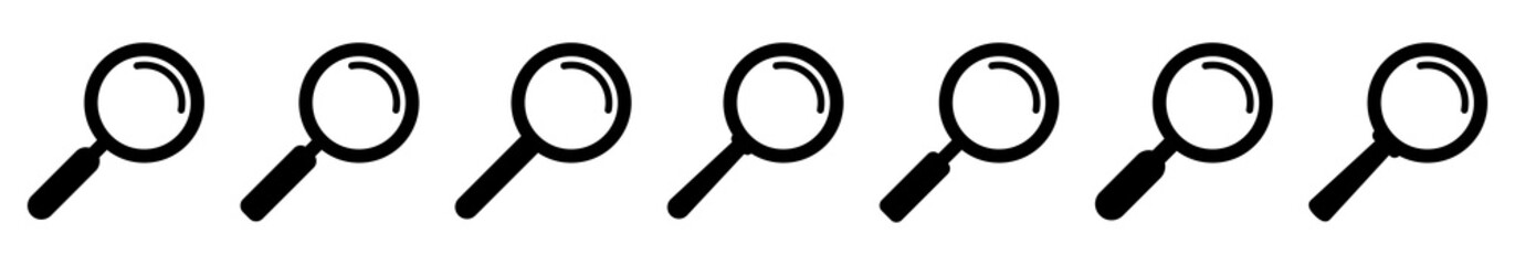 Magnifying glass icon, magnifier or loupe sign. Search icon.