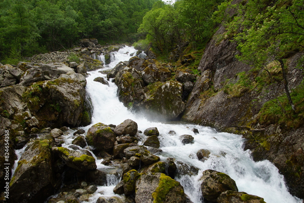 Wall mural waterfall in the mountains