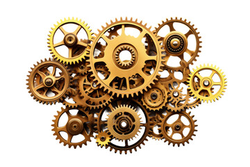 Time Unleashed: A Clockwork Symphony on a White or Clear Surface PNG Transparent Background.